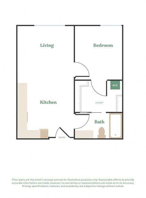 a floor plan of a 1 bedroom apartment